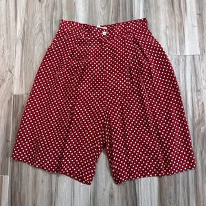 VTG Red Polka Dot Shorts Multicolor Mom High Waisted Size 8 Retro Twee Pleated